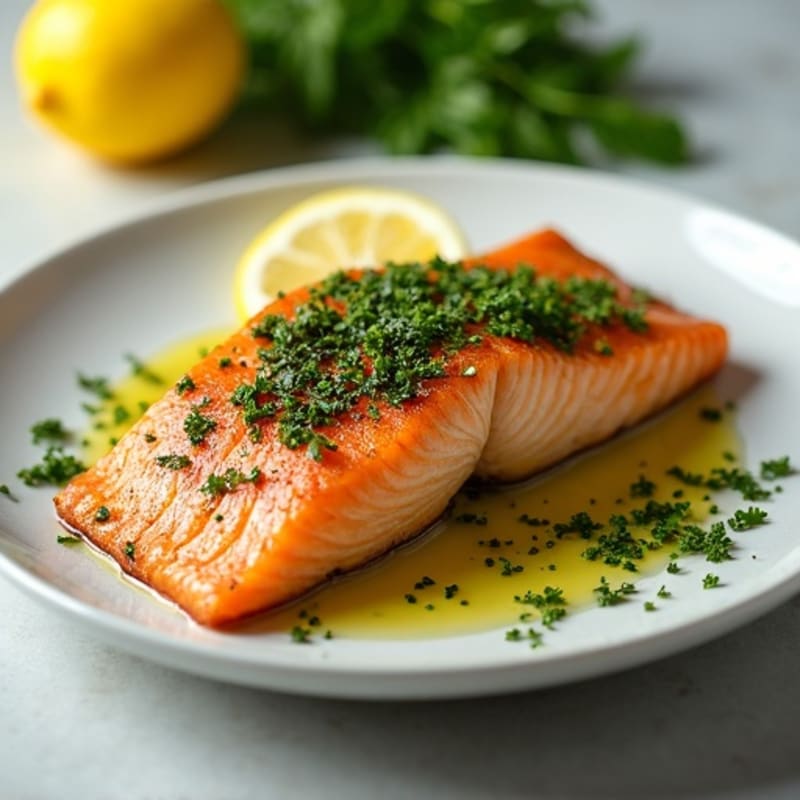Herb-Crusted Pan Seared Salmon with Lemon