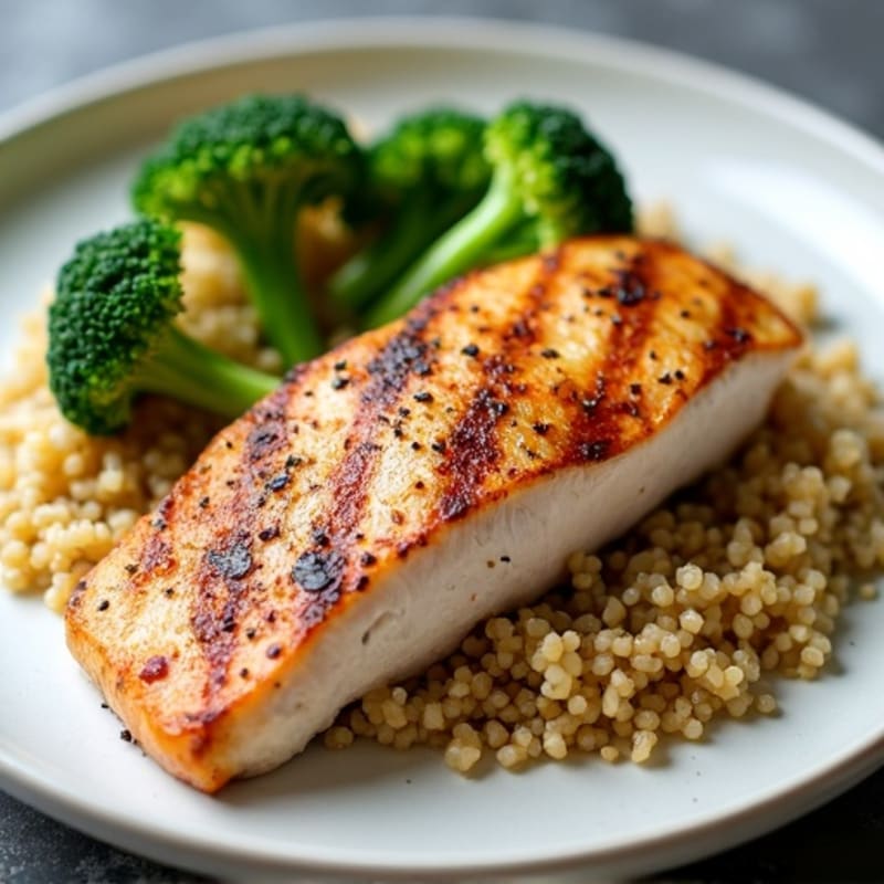 Seared Turkey Breast with Steamed Broccoli and Quinoa