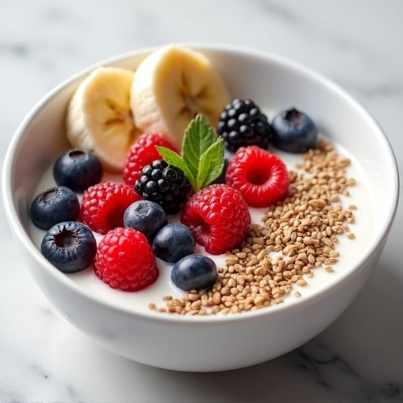 Silky Greek Yogurt Bowl with Hemp Seeds and Mixed Berries