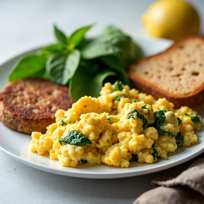 Egg White and Turkey Sausage Scramble with Spinach
