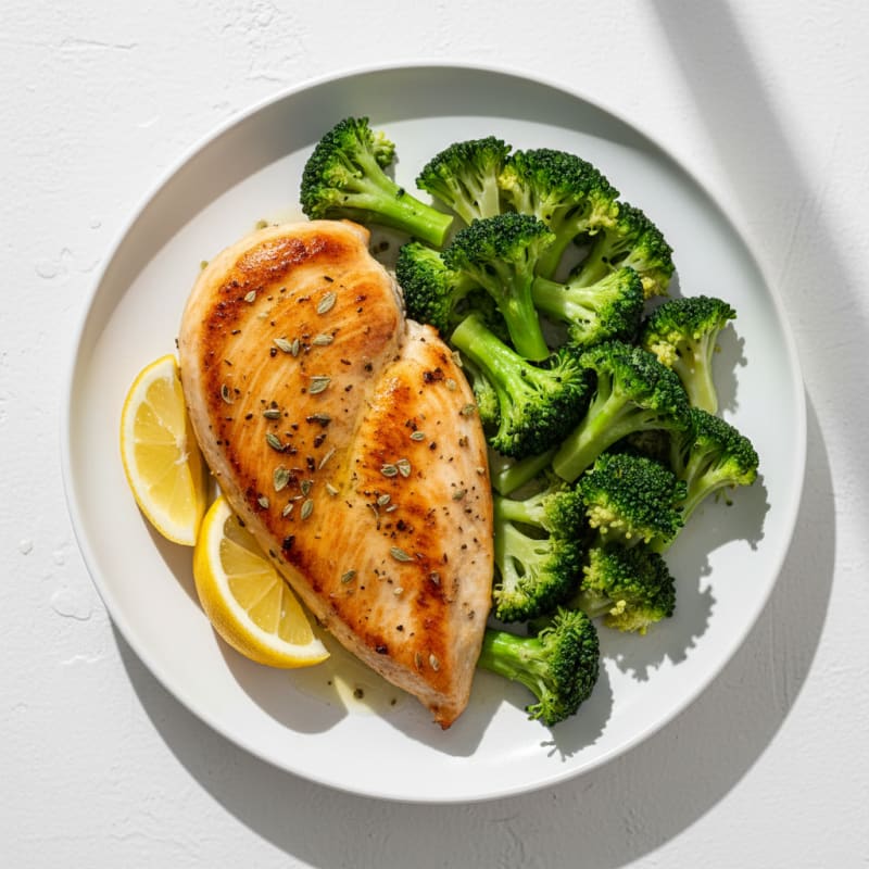 Lemon Herb Chicken Breast with Steamed Broccoli