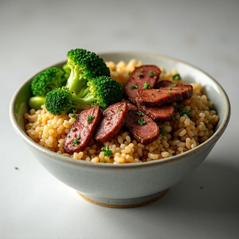 Tender Beef and Crispy Broccoli Rice Bowl