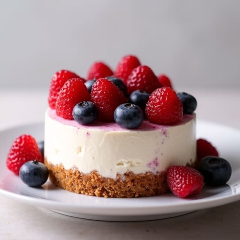 Greek Yogurt Protein Cheesecake with Mixed Berries