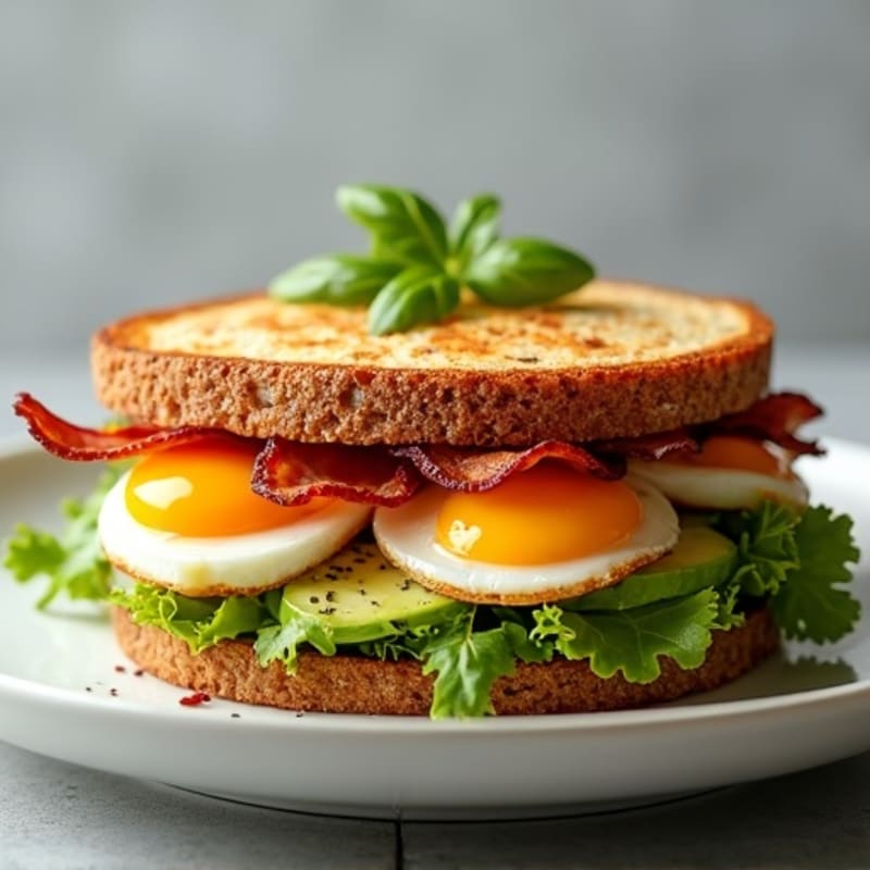 Crispy Turkey Bacon and Avocado Sandwich with Fresh Greens