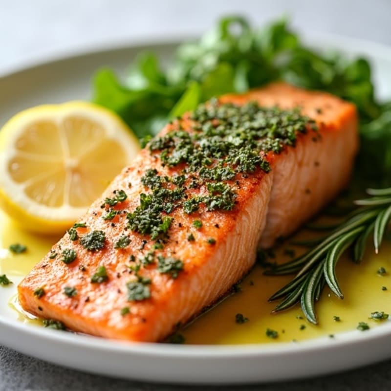 Herb-Crusted Pan Seared Salmon with Lemon