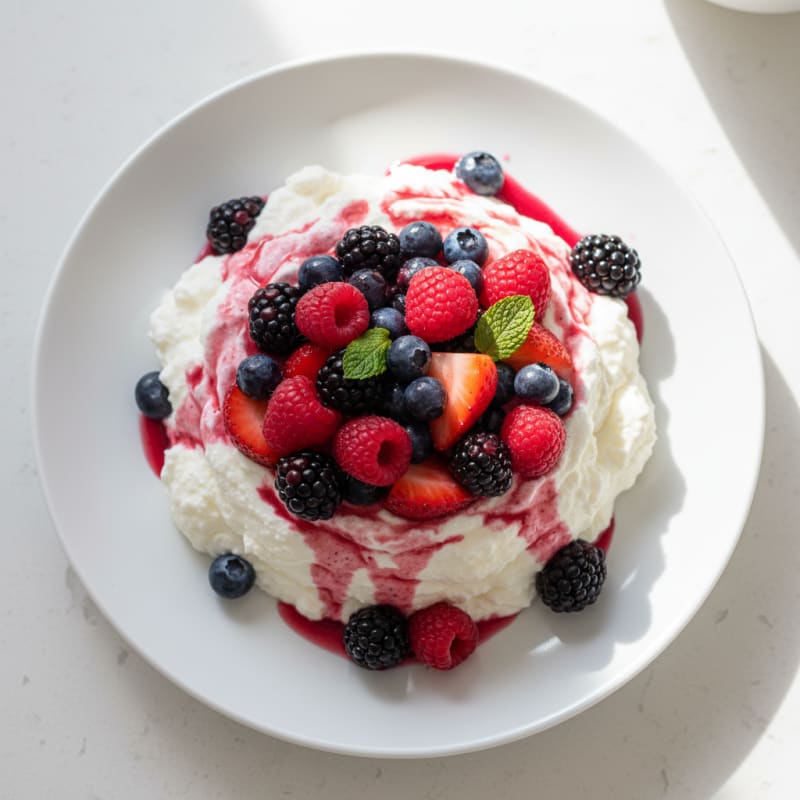 Silky Greek Yogurt Protein Mousse with Mixed Berries