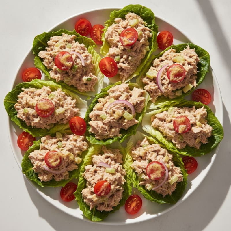 Tuna Salad Lettuce Wraps with Cherry Tomatoes