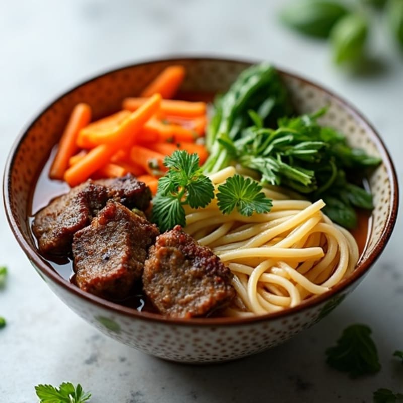 Savory Slow-Cooked Oxtail Noodle Bowl with Fresh Herbs