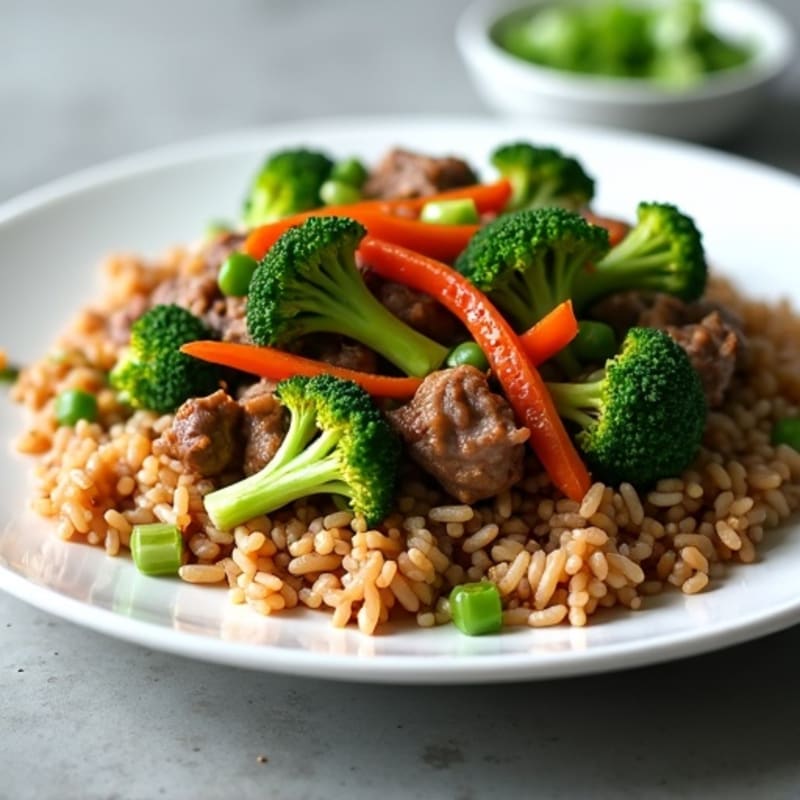 Lean Beef and Crisp Broccoli Stir-Fry with Brown Rice
