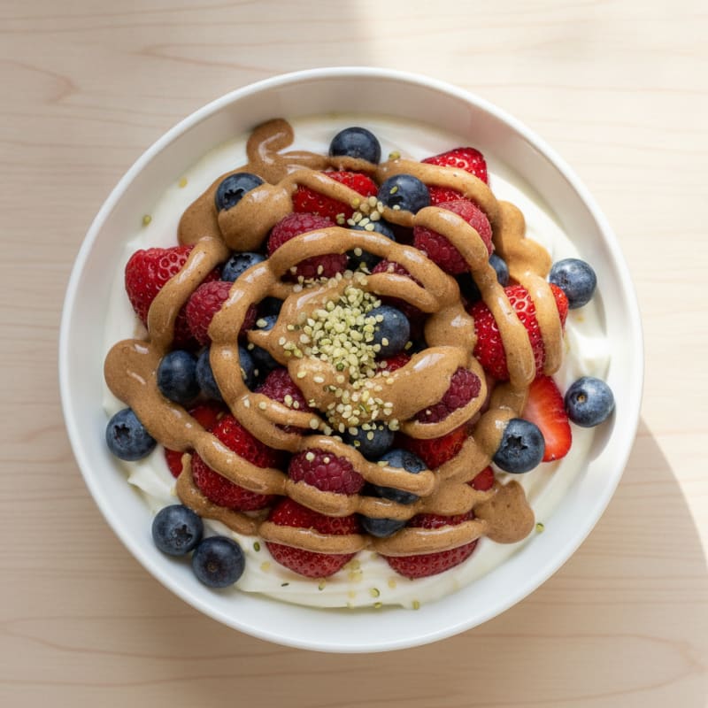 Creamy Greek Yogurt Protein Bowl with Mixed Berries and Almond Butter