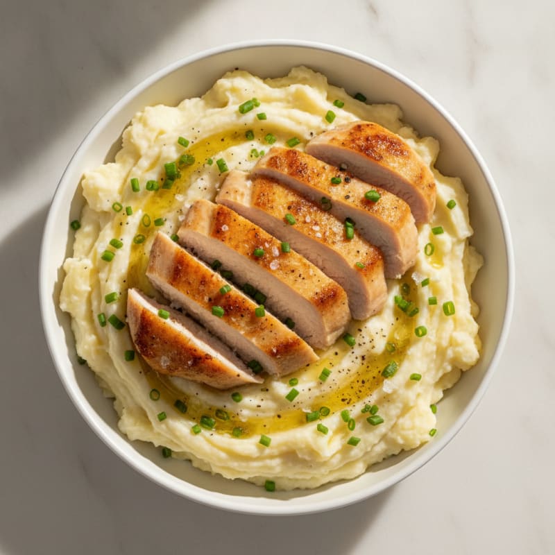 Buttery Garlic Mashed Potato and Chicken Bowl