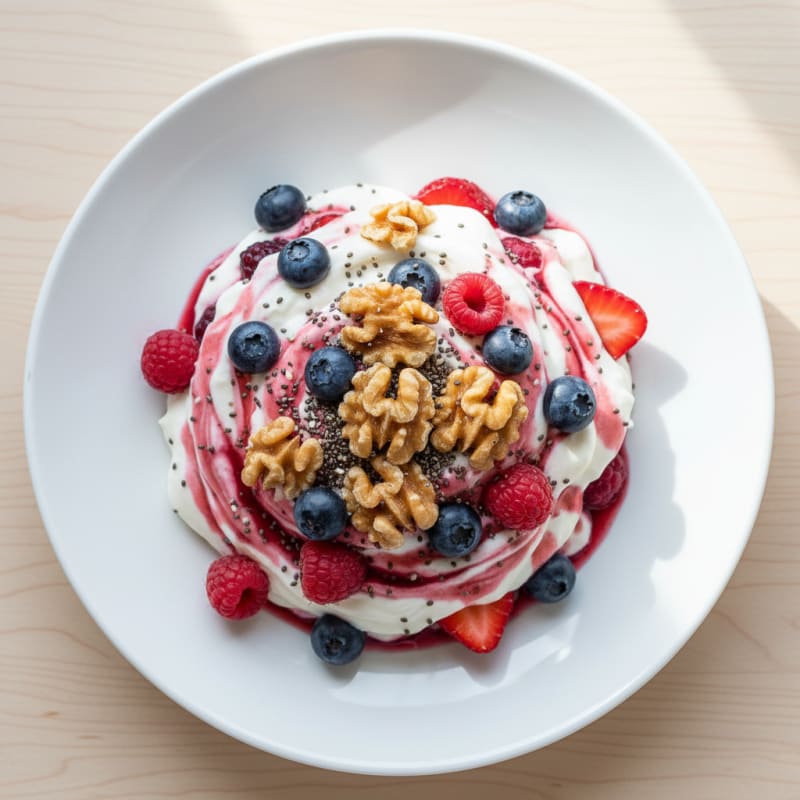 Creamy Greek Yogurt Protein Mousse with Mixed Berries
