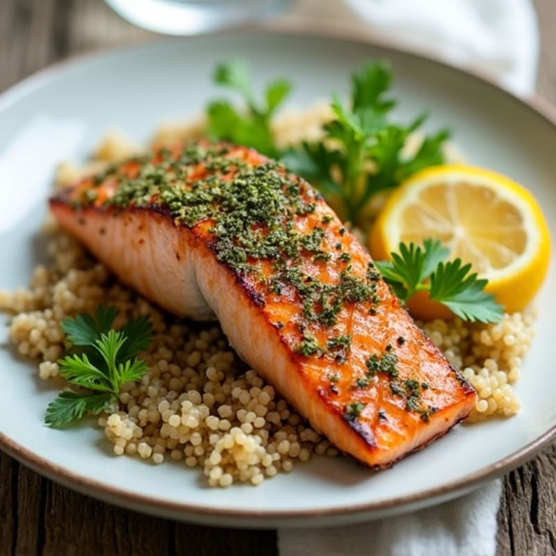 Herb-Crusted Seared Salmon with Quinoa