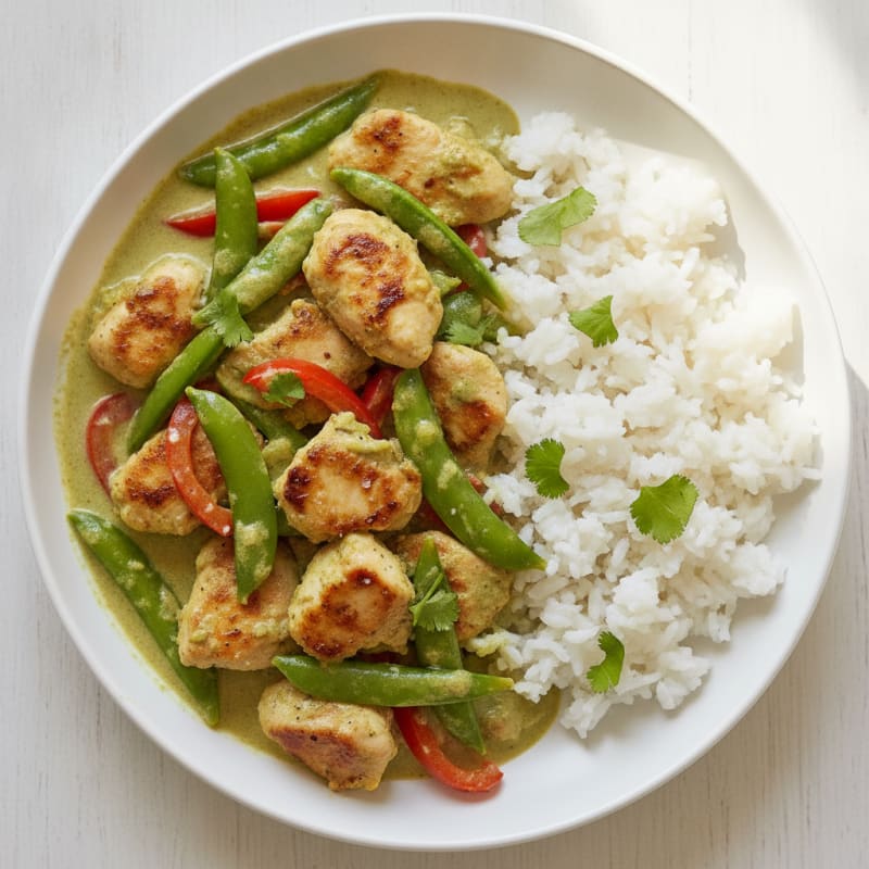 Green Curry Chicken with Coconut Rice