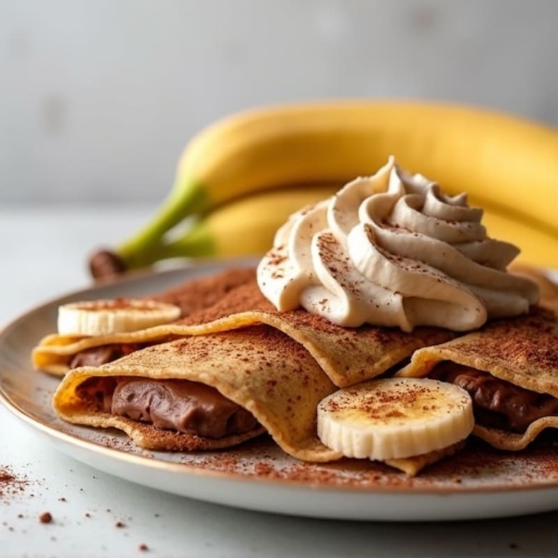 Soft Whole Wheat Crepes with Creamy Chocolate-Hazelnut Banana Filling