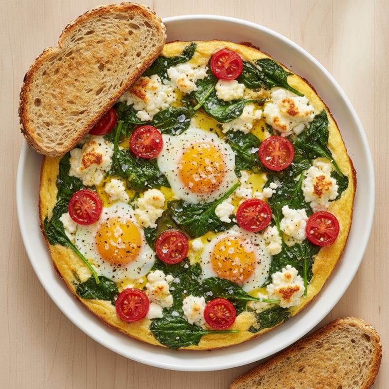 Protein-Packed Baked Eggs with Cottage Cheese and Spinach