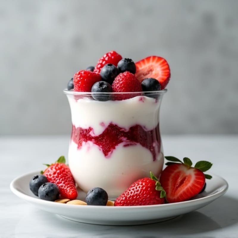 Greek Yogurt Protein Parfait with Mixed Berries and Almonds