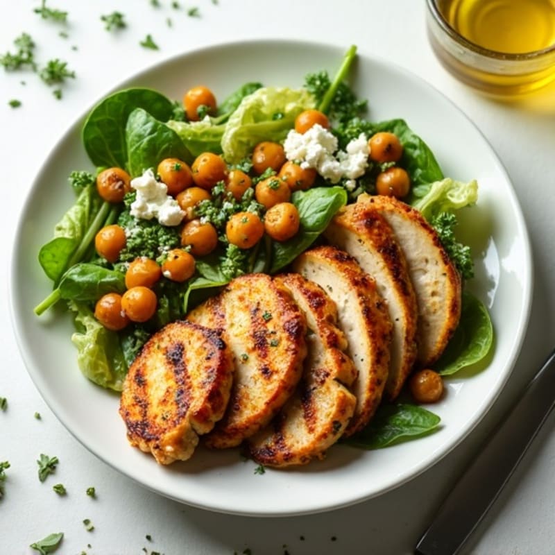 Crispy Roasted Chickpeas with Fresh Greens and Lemon-Herb Vinaigrette