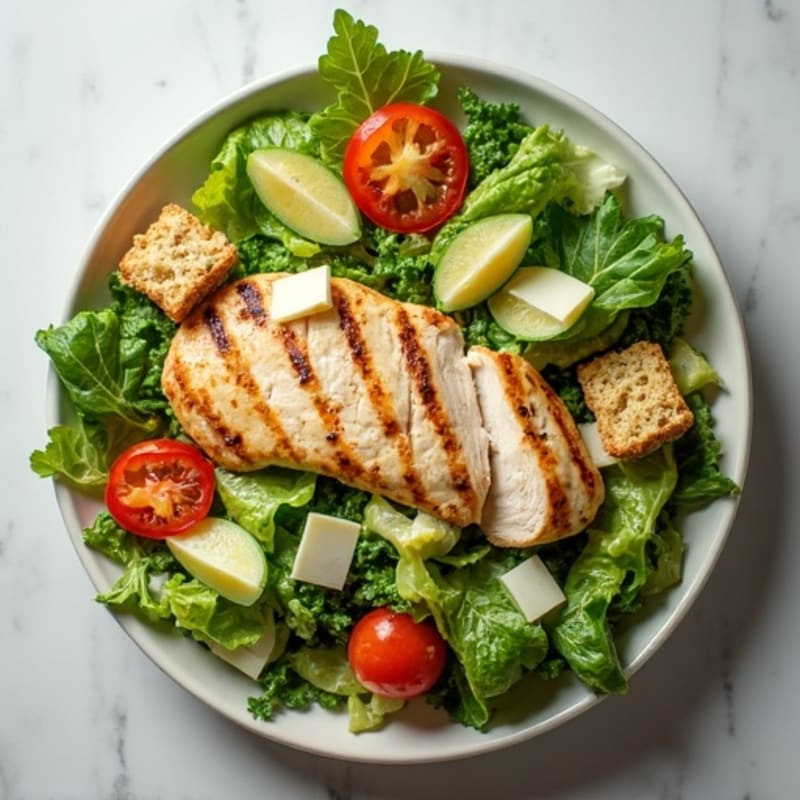 Grilled Chicken Caesar Salad with Crispy Romaine
