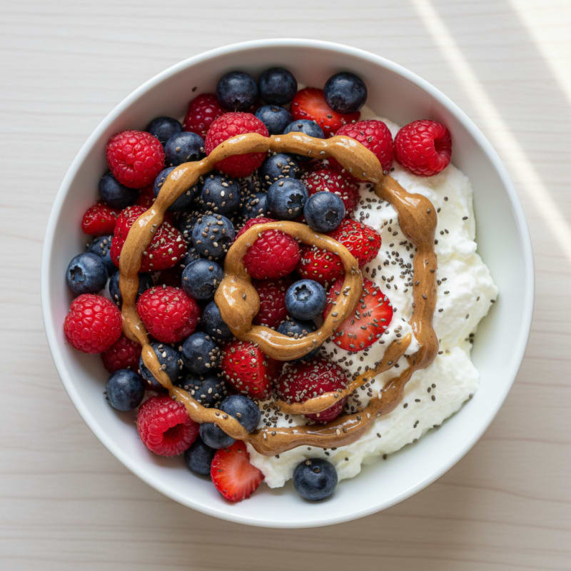 Greek Yogurt Protein Bowl with Mixed Berries and Almond Butter