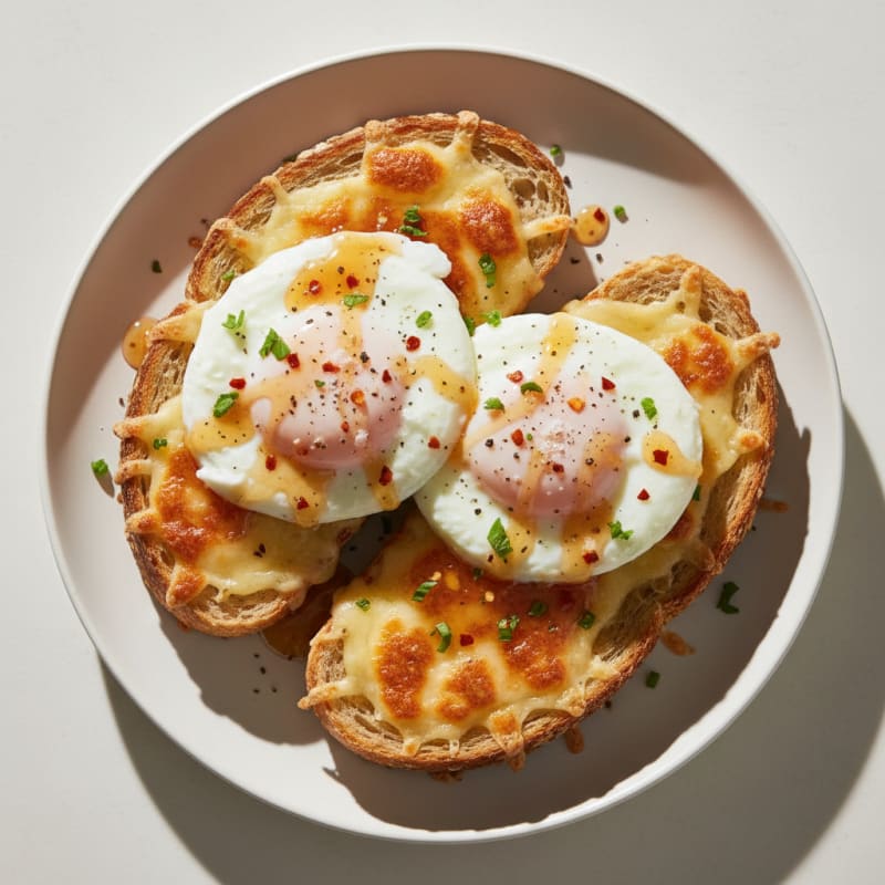 Honey-Chili Eggs with Toasted Cheese