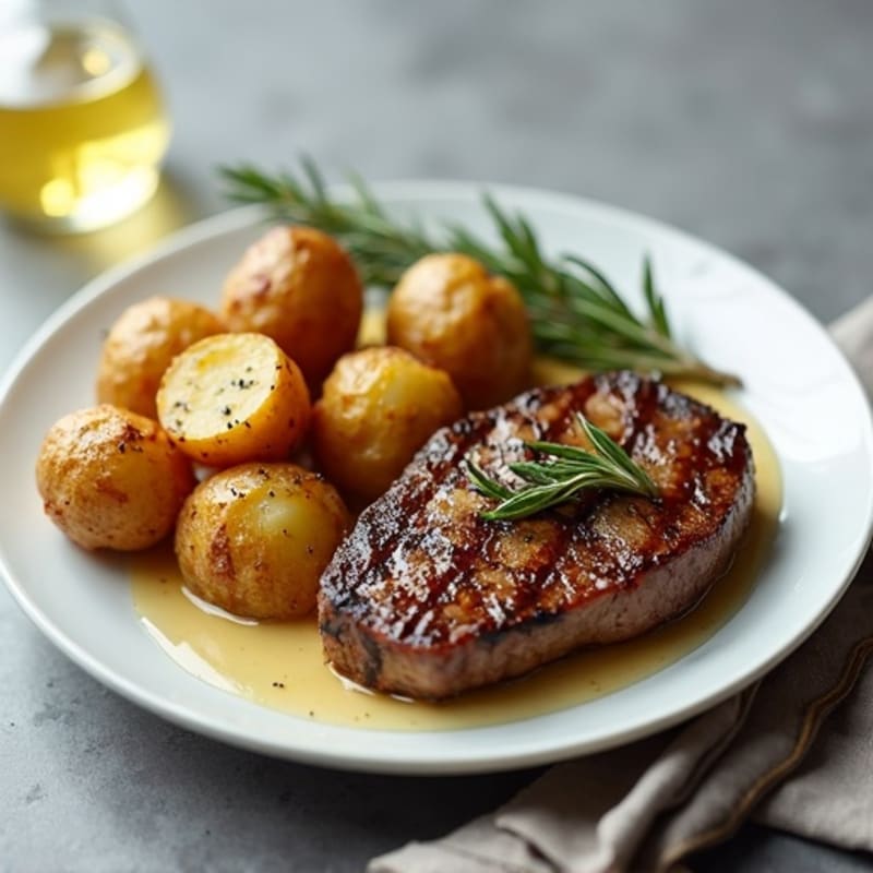 Herb-Garlic Butter Seared Steak with Roasted Baby Potatoes