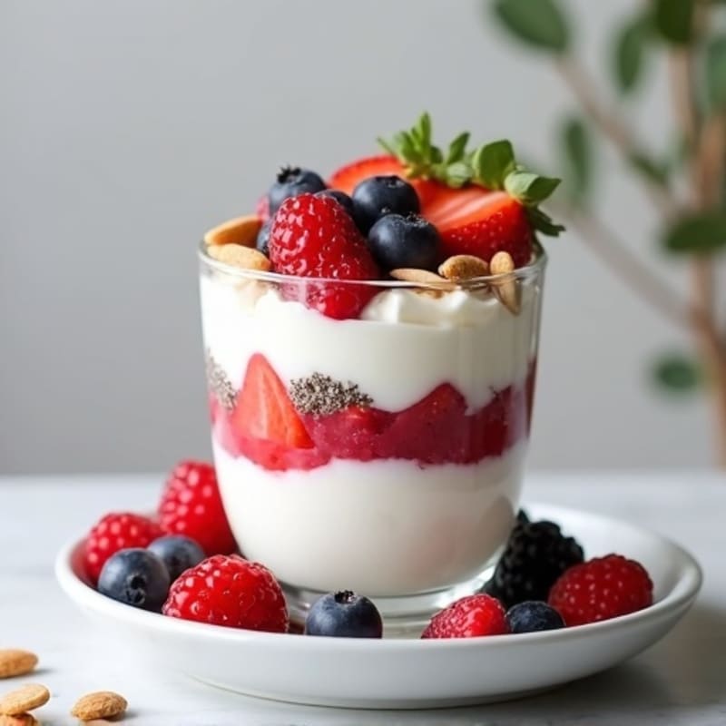 Creamy Greek Yogurt Protein Parfait with Berries and Almonds
