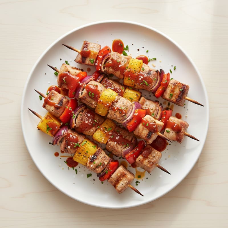 Crispy Pineapple BBQ Pork Skewers