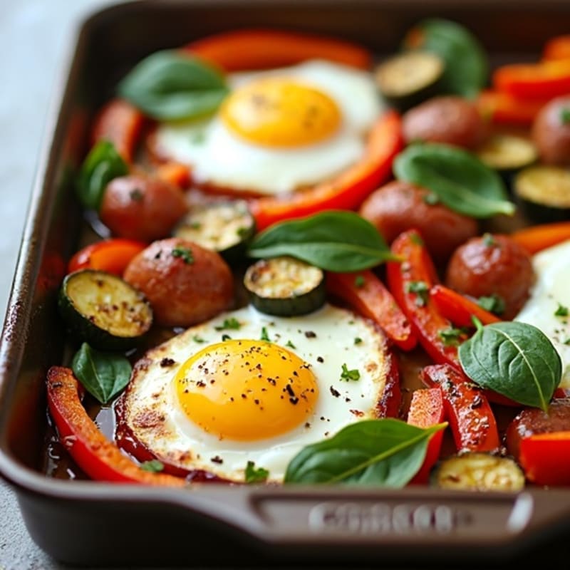 Sheet Pan Roasted Vegetable and Egg Bake