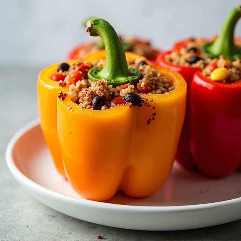 Roasted Zesty Quinoa Stuffed Bell Peppers