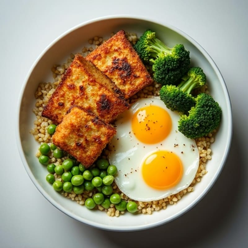 Crispy Tofu and Quinoa Power Bowl with Roasted Broccoli