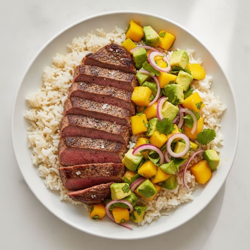 Pan-Seared Sirloin with Mango Avocado Salsa