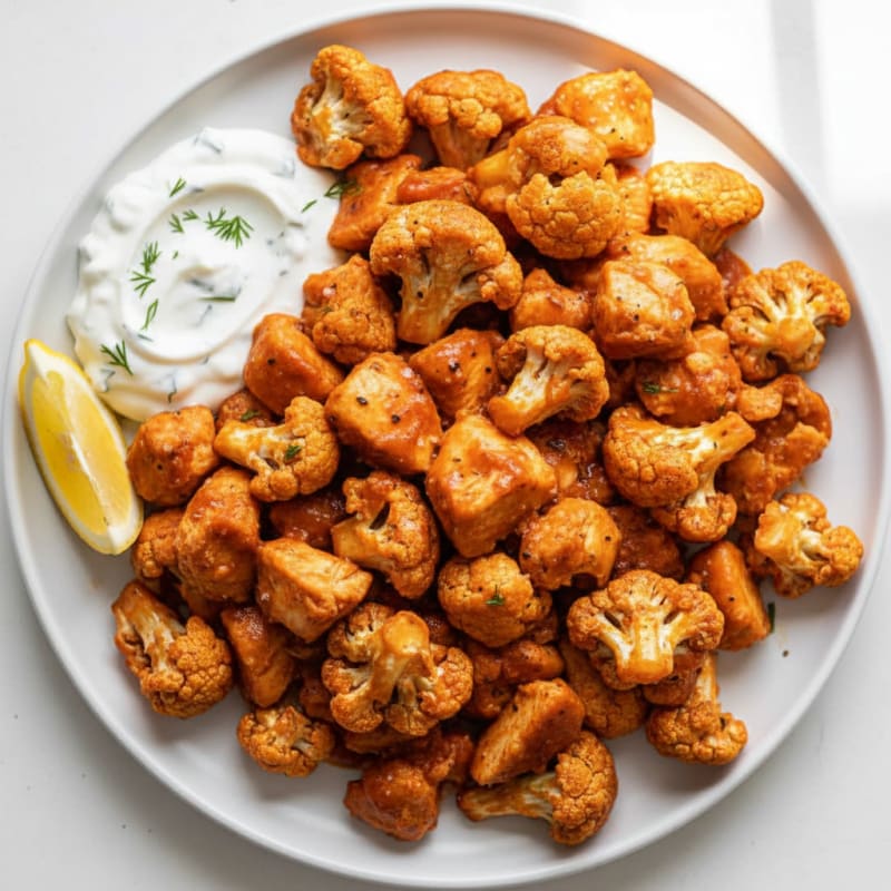 High-Protein Buffalo Chicken and Cauliflower Bites