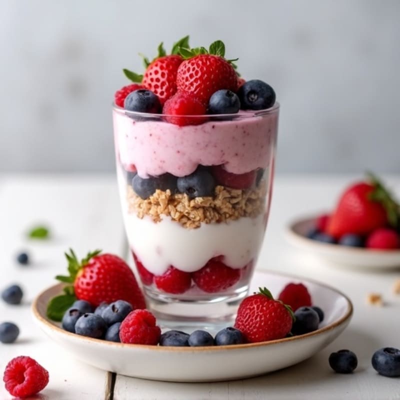 Greek Yogurt Protein Parfait with Mixed Berries