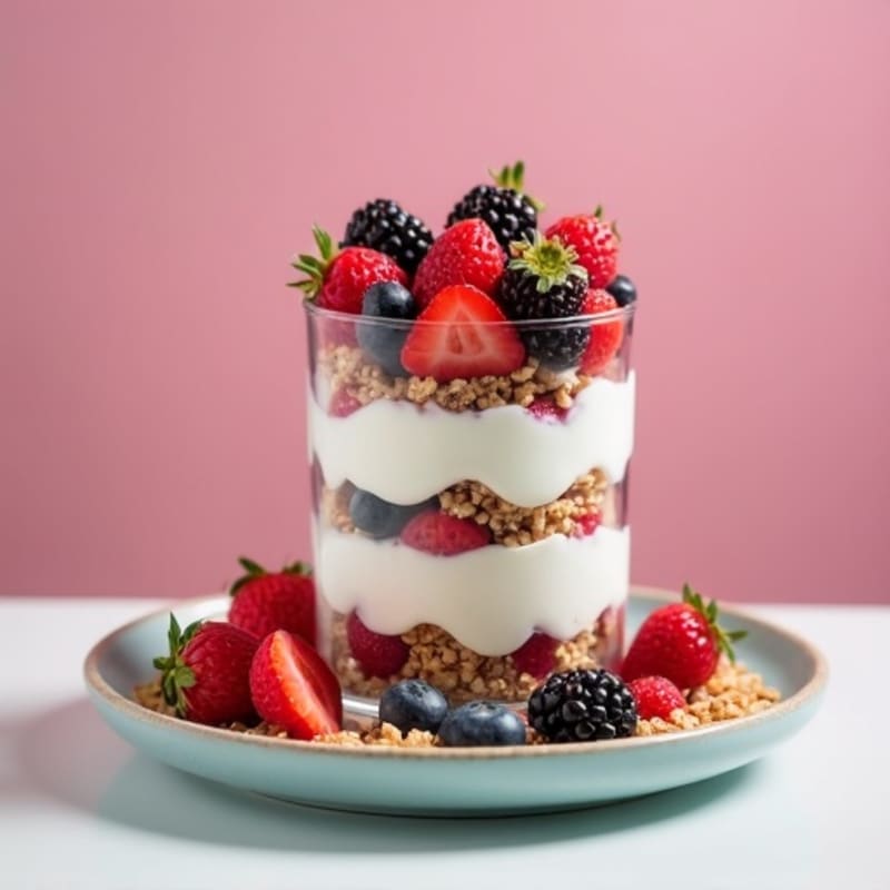 Greek Yogurt Protein Parfait with Mixed Berries