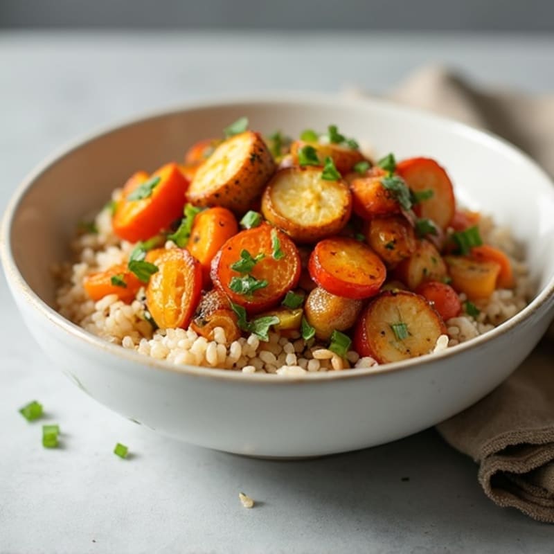 Roasted Vegetable and Tofu Rice Bowl