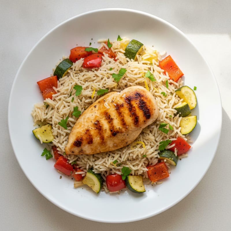 Lemon Herb Rice Pilaf with Roasted Vegetables
