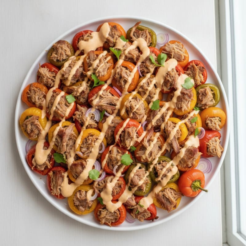 Pulled Pork Nachos with Creamy Chipotle Sauce