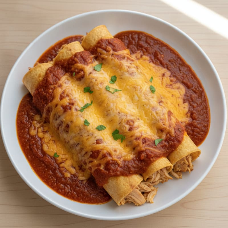 Chicken Enchiladas with Red Chili Sauce