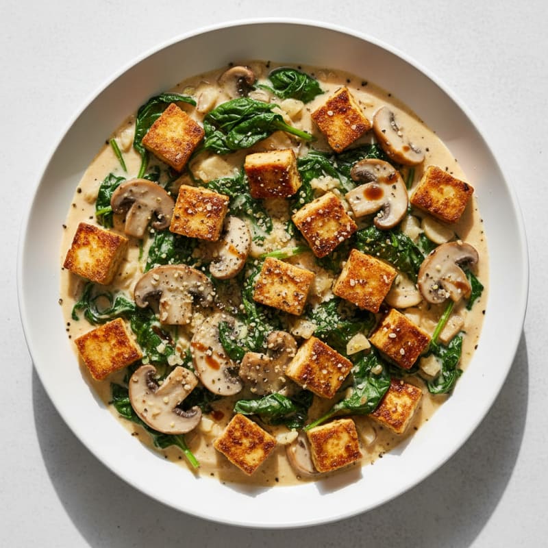 Creamy Smoked Tofu and Oyster Mushroom Skillet
