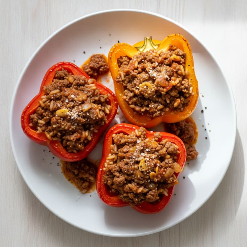Beef and Rice Stuffed Bell Peppers