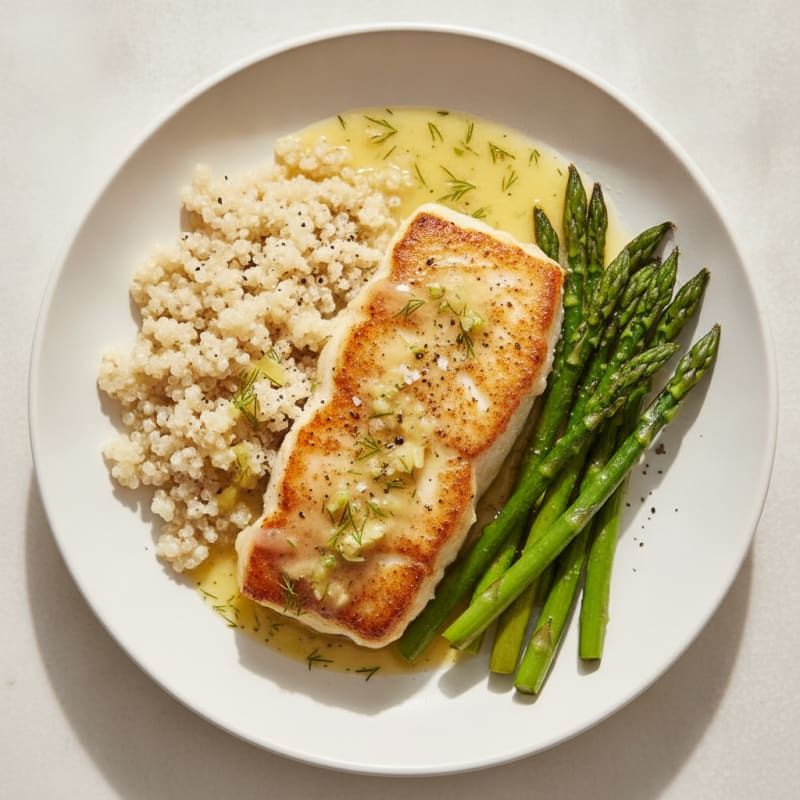 Pan-Seared Halibut with Lemon-Dill Sauce