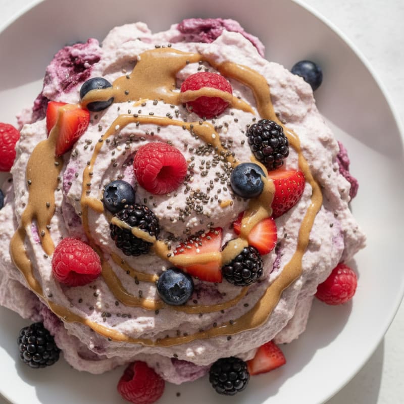 Greek Yogurt Protein Mousse with Mixed Berries