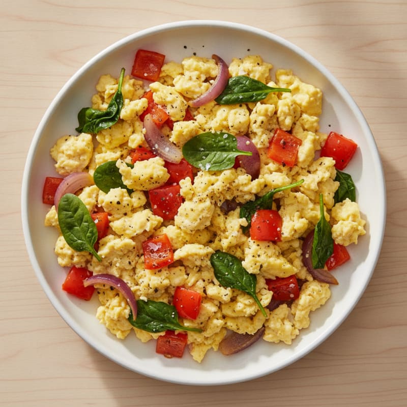 Hearty Scrambled Eggs with Roasted Vegetables