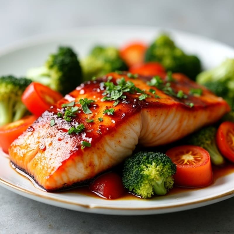 Teriyaki Glazed Salmon with Roasted Vegetables