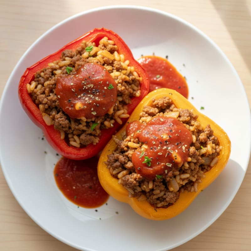 Beef and Rice Stuffed Bell Peppers