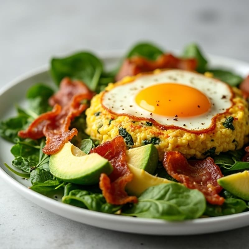 Egg White and Spinach Scramble with Turkey Bacon