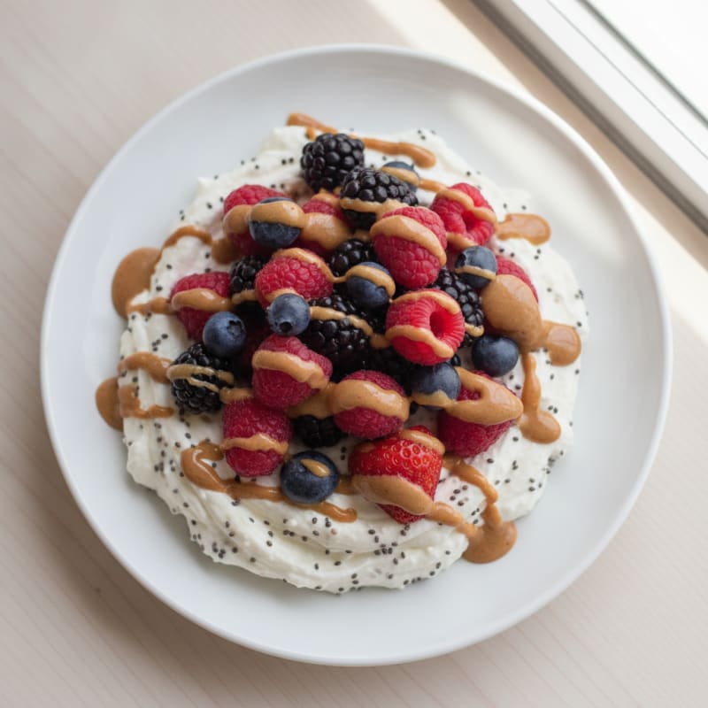 Greek Yogurt Protein Mousse with Mixed Berries