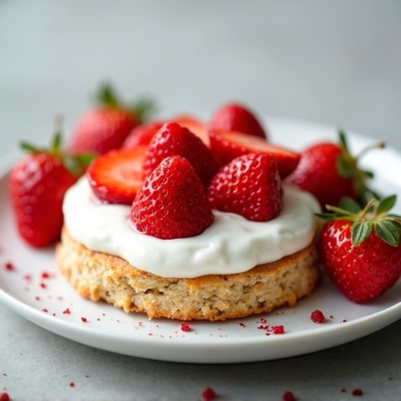 Fresh Strawberry Protein Biscuit with Creamy Greek Yogurt
