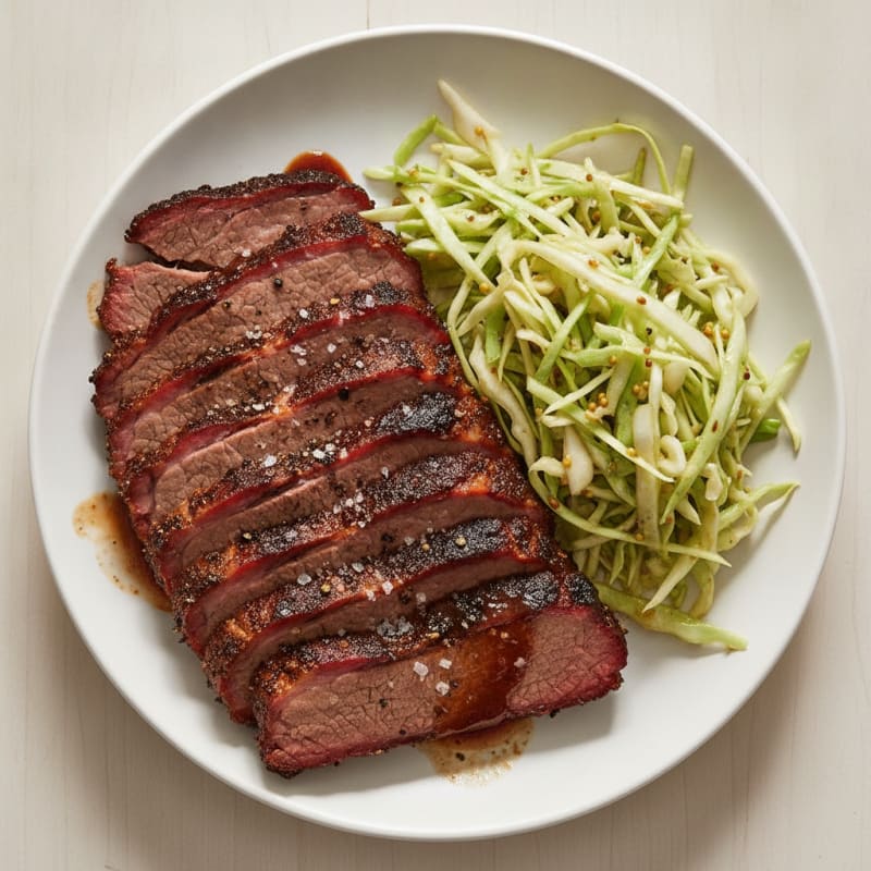 Slow-Smoked Texas Beef Brisket with Tangy Slaw